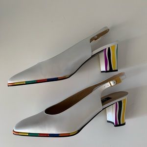 Vintage Stuart Weitzman Slingbacks, pearl, 9.5